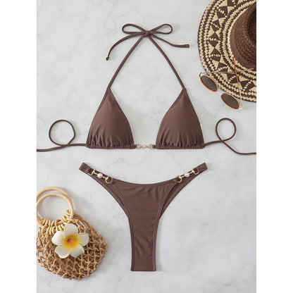 2026 Women's Two-piece Chain Thong Micro Bikini Sets