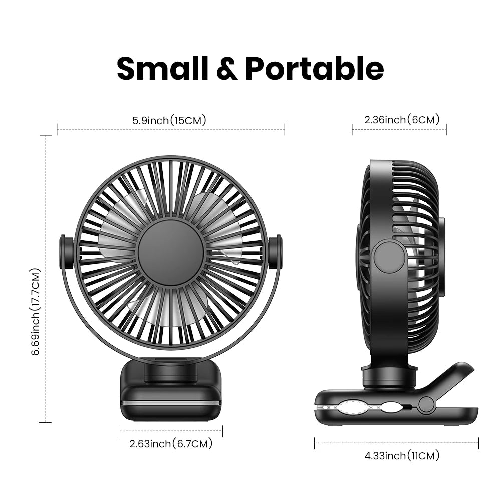 TOPK USB Clip on Desk Fan Brushless Motor Powerful Airflow Sturdy Clamp Ultra Quiet Portable Mini Personal Fan Office Bedroom