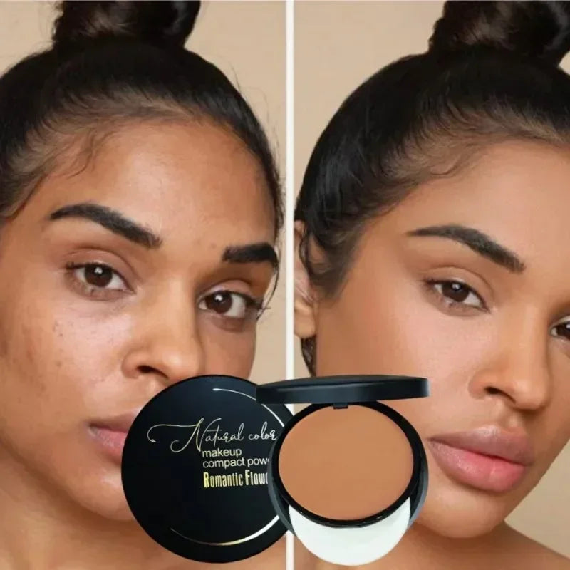 Compact Loose Setting Powder Concealer With Powder Puff And Mirror