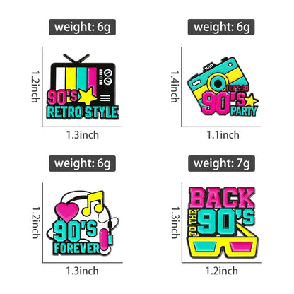 Let's Go 90's Party Nostalgia Enamel Pins