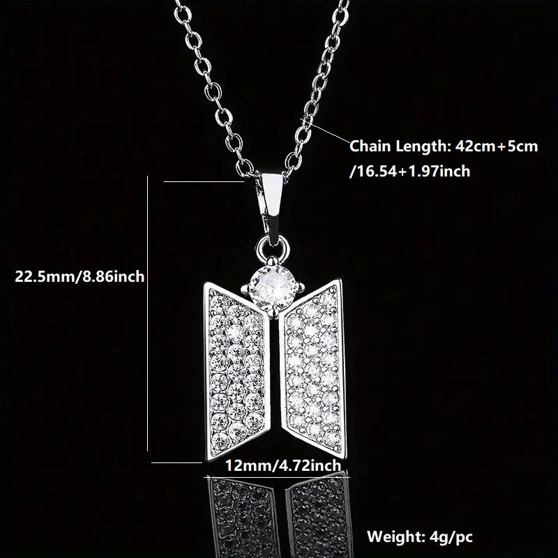 BTS Necklace with Crystal-tone Zircon Alloy Pendant Gift