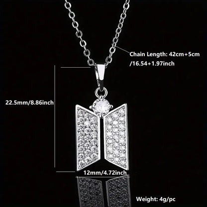BTS Necklace with Crystal-tone Zircon Alloy Pendant Gift
