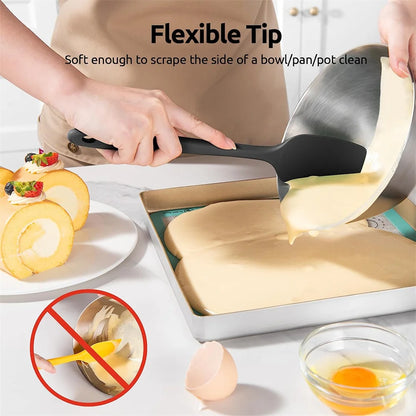 600ºF High Heat Flex Kitchen Silicone Spatula Set with Nonslip Handle for Cooking, Mixing, Baking
