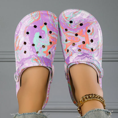 Women's Tie-dye Pattern Slip On Clogs