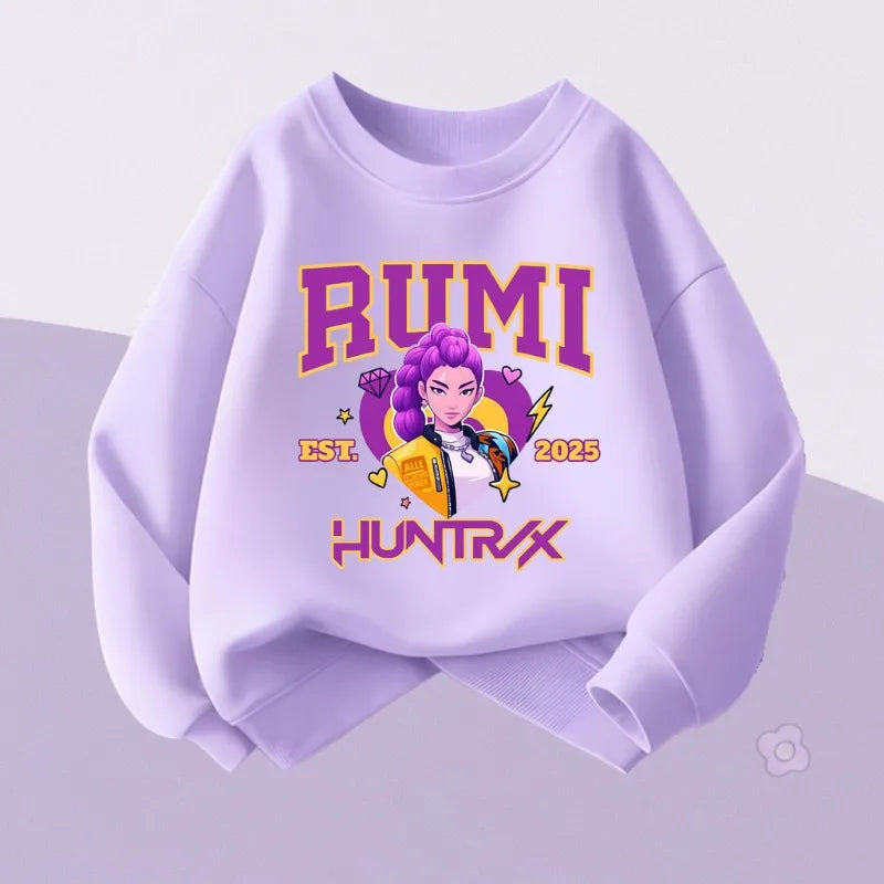 Sweats à capuche décontractés imprimés dessin animé K-Pop pour fille