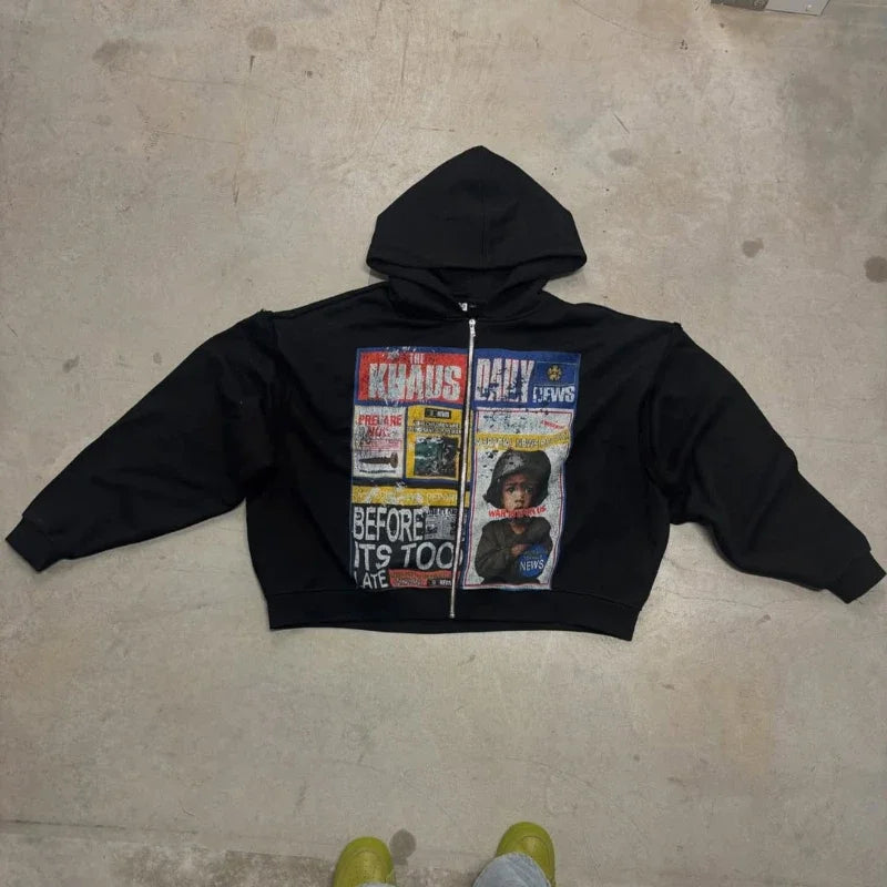 Y2k Streetwear Women Zipper Hoodie
