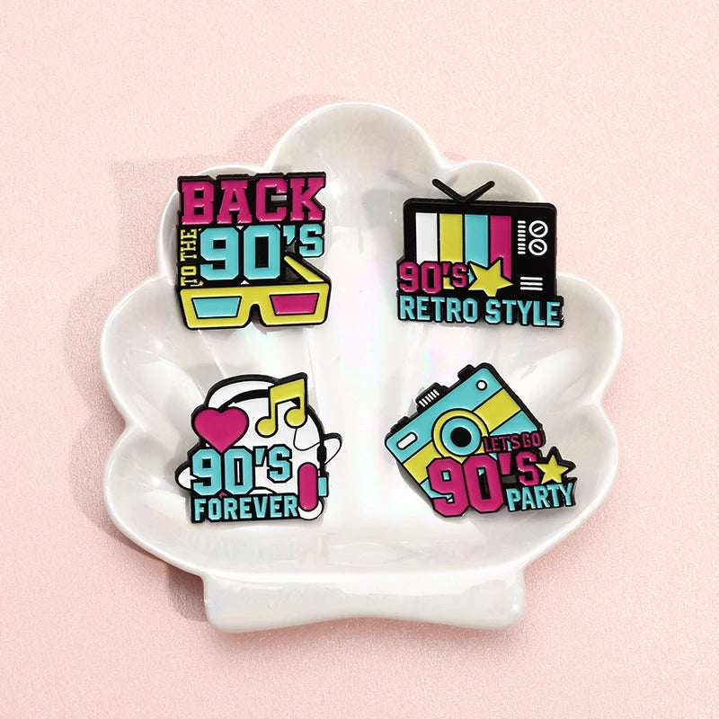 Let's Go 90's Party Nostalgia Enamel Pins