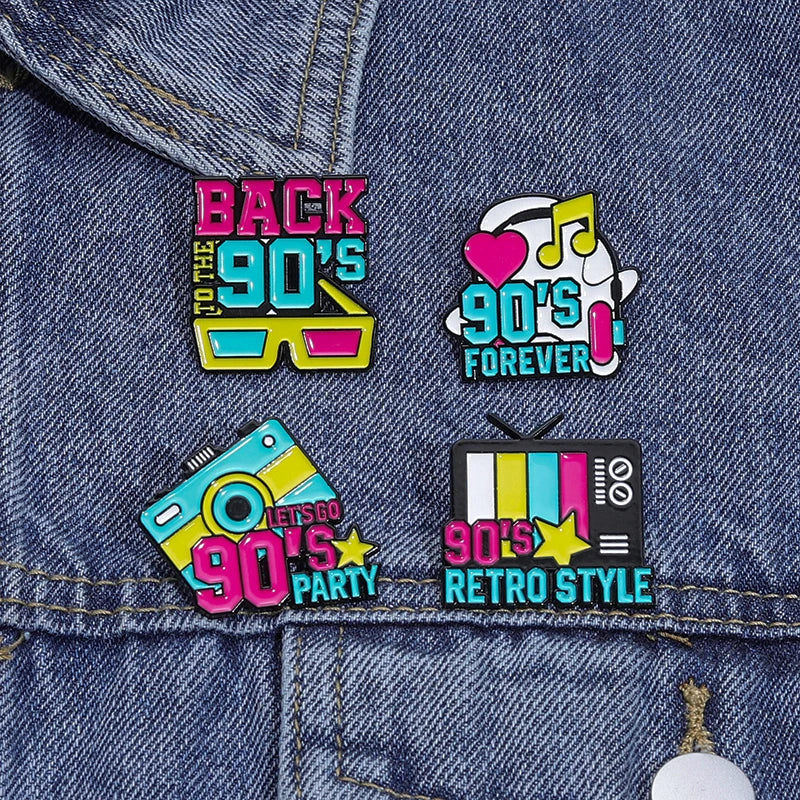 Let's Go 90's Party Nostalgia Enamel Pins