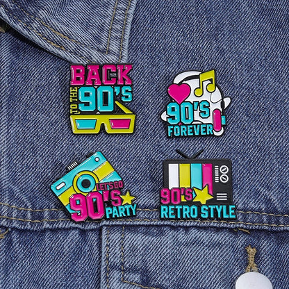 Let's Go 90's Party Nostalgia Enamel Pins