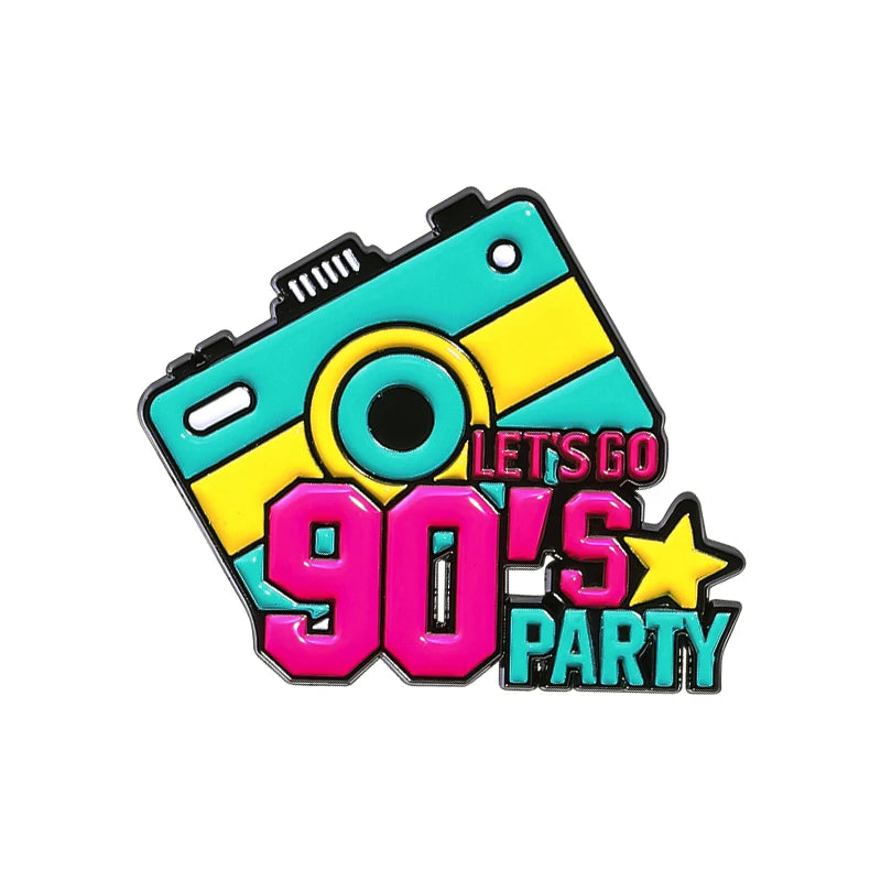 Let's Go 90's Party Nostalgia Enamel Pins