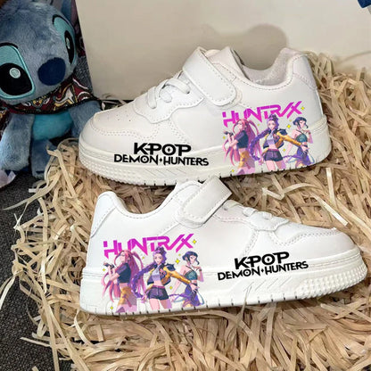 Kids Printed Design KPOP White Breathable Sneakers