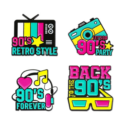 Let's Go 90's Party Nostalgia Enamel Pins
