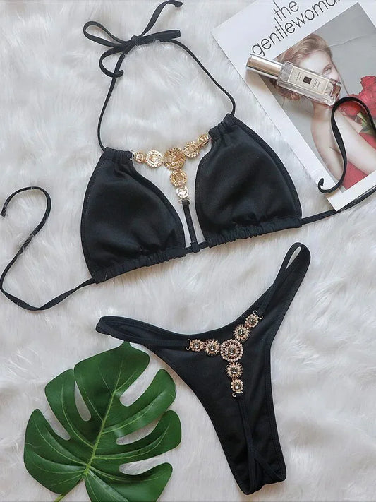 Bikini string micro mini extrême diamant pour femme
