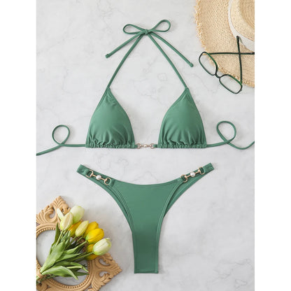 2026 Women's Two-piece Chain Thong Micro Bikini Sets