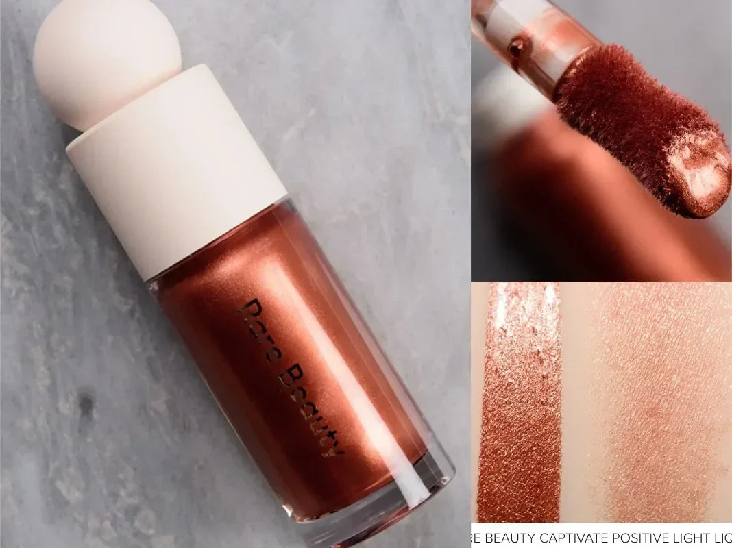 Ensemble Fard à joues nacré, Enlumineur et Gloss à lèvres Rare Beauty,