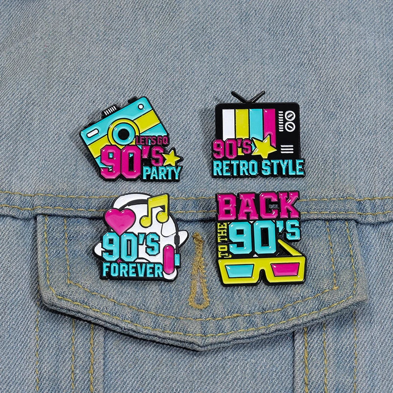 Let's Go 90's Party Nostalgia Enamel Pins