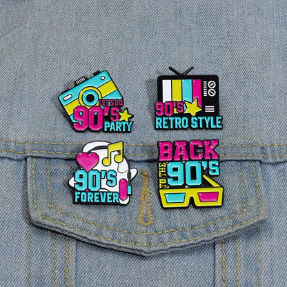 Let's Go 90's Party Nostalgia Enamel Pins