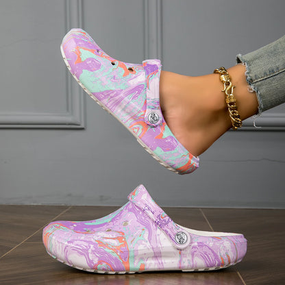 Women's Tie-dye Pattern Slip On Clogs