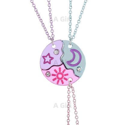Friendship Necklace 🌙⭐ — Sun, Moon & Star Connection