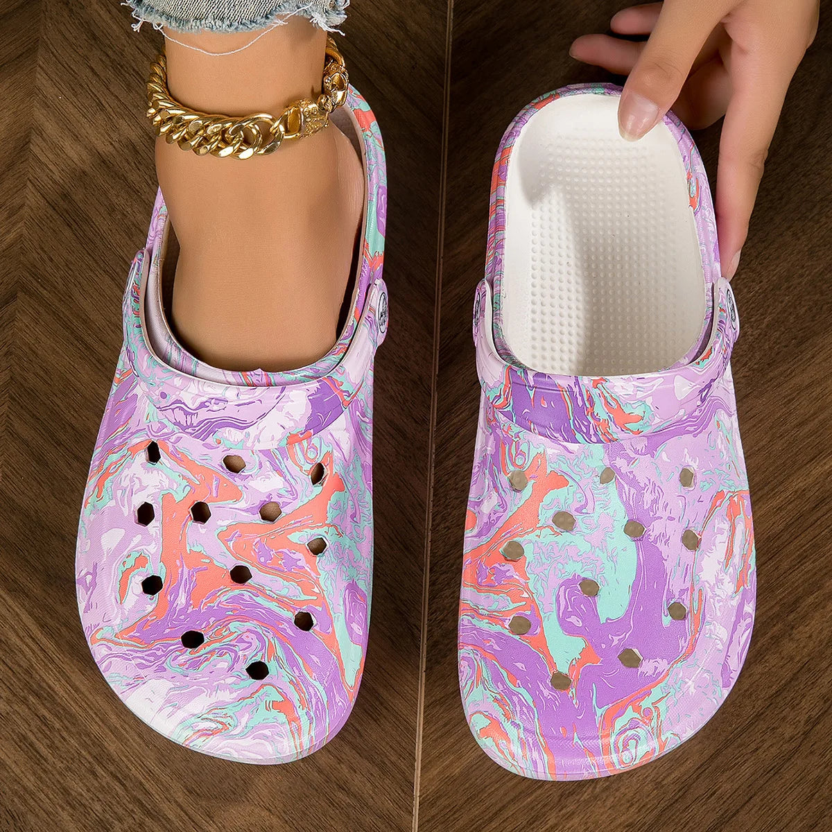 Women's Tie-dye Pattern Slip On Clogs