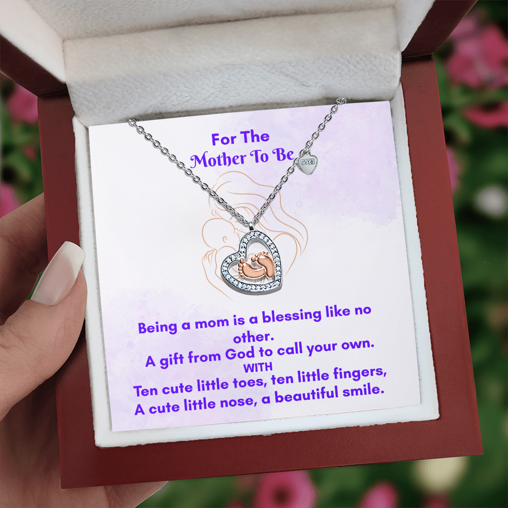 Baby Feet Heart Necklace