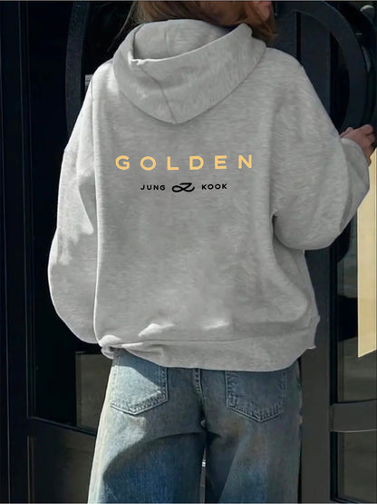 Women's GOLDDEN JUNG KOOK Oversized Hooded Sweatshirt