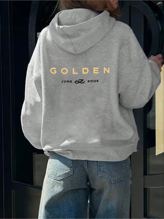 Sweat-shirt à capuche oversize GOLDDEN JUNG KOOK pour femme
