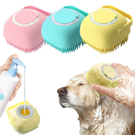 Brosse de bain douce pour chien avec tête détachable et poils doux