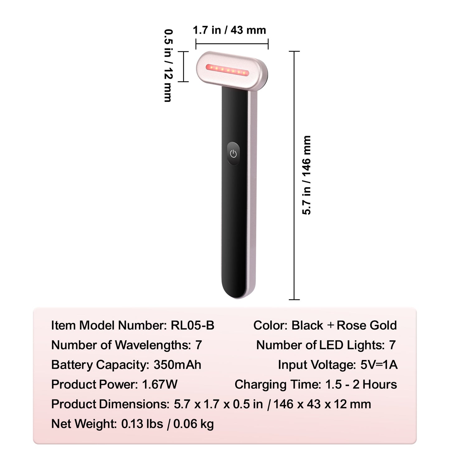 Baguette de beauté LED portable 3 en 1 pour le visage et le cou