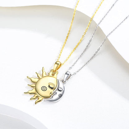 Collier Pendentif Couple Soleil et Étoile Magnétique en Or 18 carats