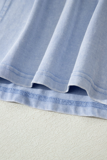 Mini-robe sans manches à col en U et taille élastique, délavage minéral bleu Ashleigh
