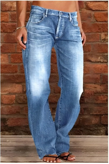 Women's Loose Wide Ripped Leisure Jeans
