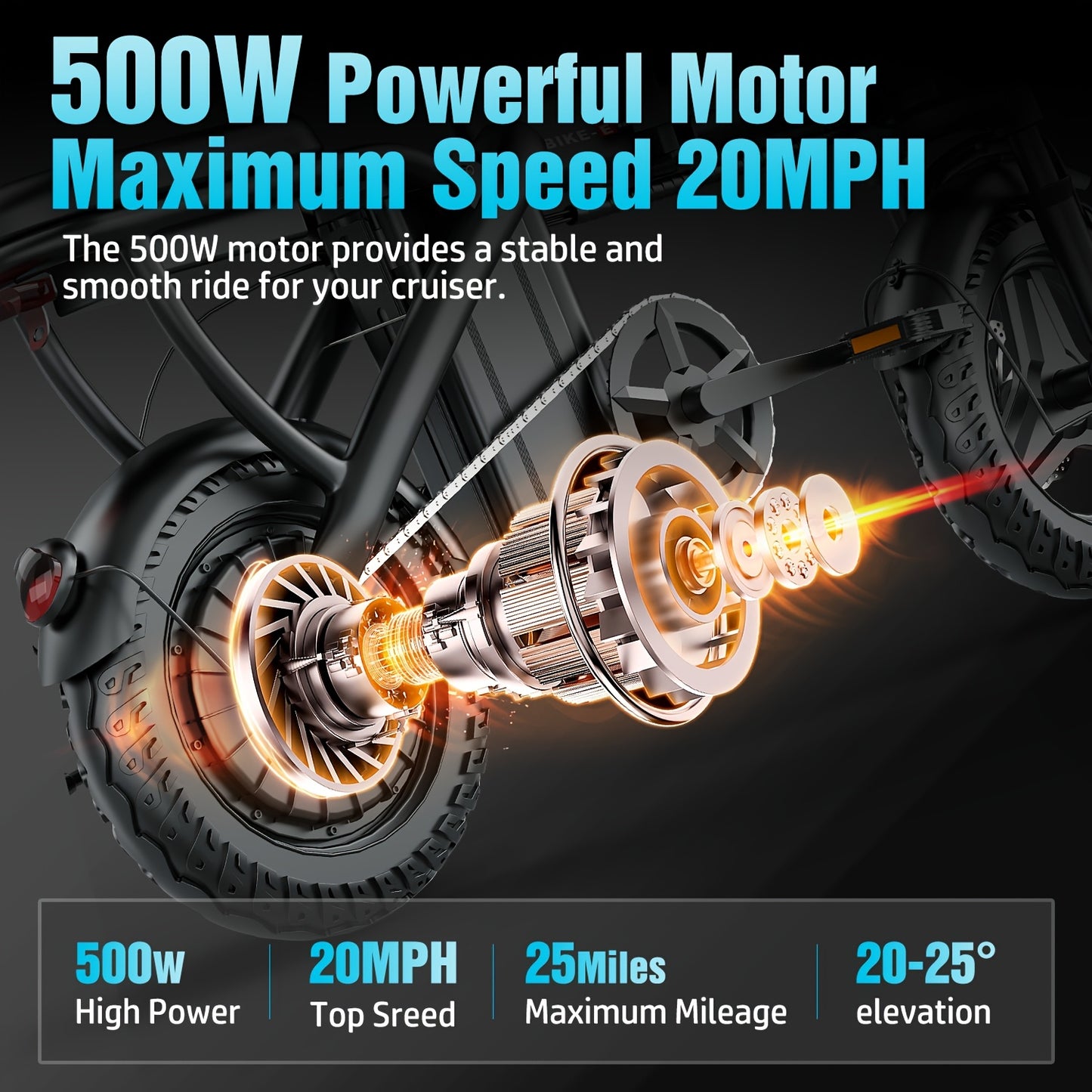 Vélo électrique pliant léger 500 W pour adultes