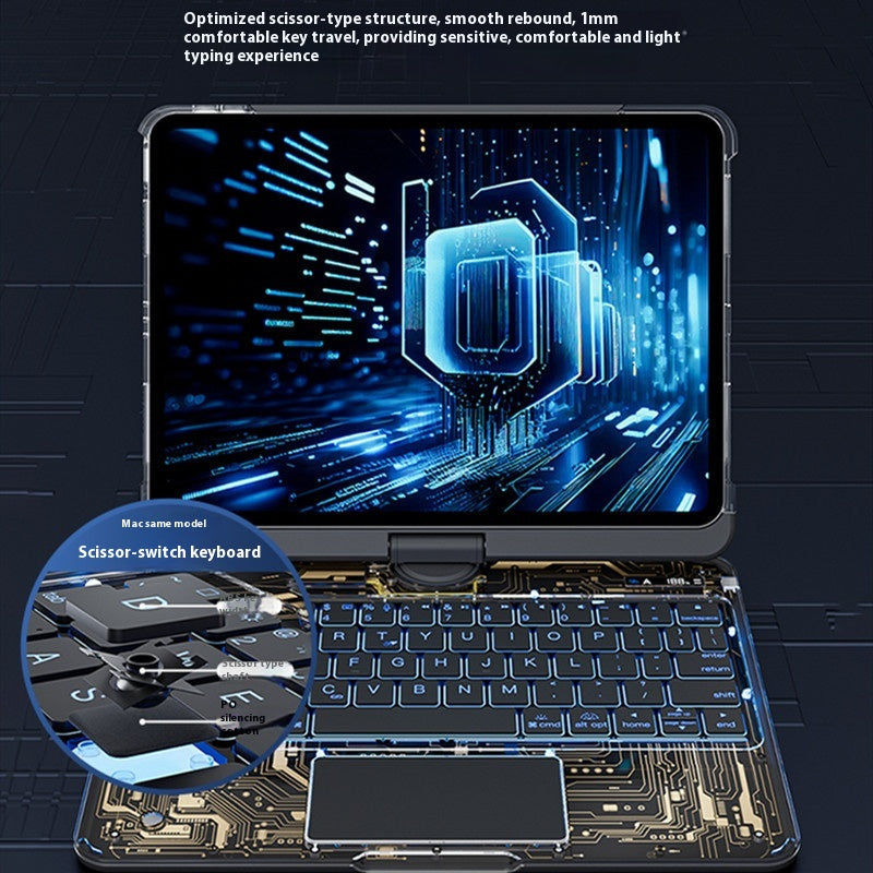 Étui transparent avec clavier pivotant à 360° pour iPad avec porte-stylet