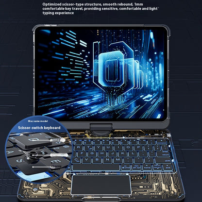 Étui transparent avec clavier pivotant à 360° pour iPad avec porte-stylet