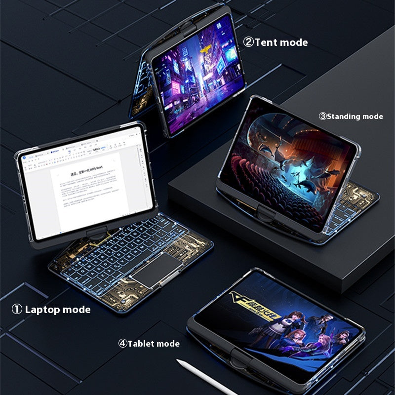 Étui transparent avec clavier pivotant à 360° pour iPad avec porte-stylet