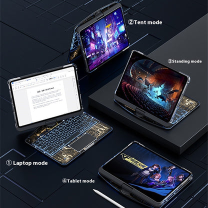 Étui transparent avec clavier pivotant à 360° pour iPad avec porte-stylet
