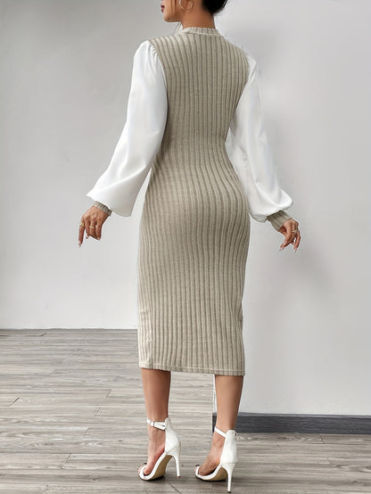 Women's Elegant Half-Turtleneck Long Sleeve Dress