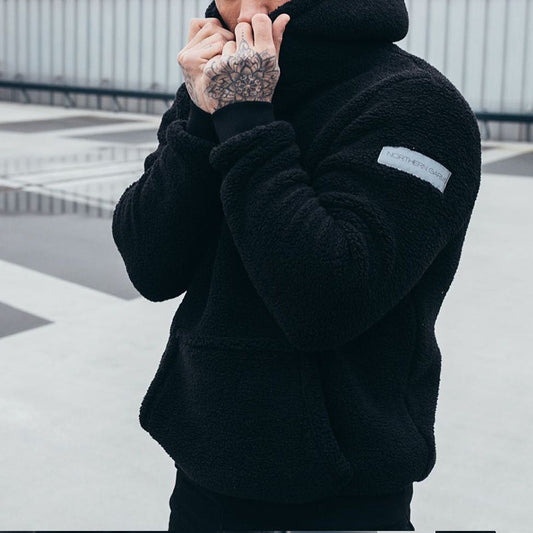 Sweat-shirt à capuche molletonné pour homme avec grande poche