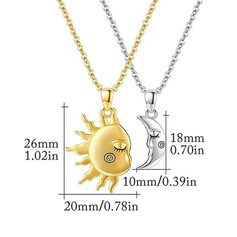 Collier Pendentif Couple Soleil et Étoile Magnétique en Or 18 carats