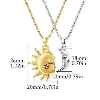 Collier Pendentif Couple Soleil et Étoile Magnétique en Or 18 carats