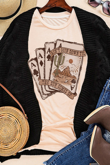T-shirt graphique Khaki Western Poker Cards
