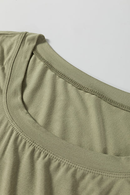 Laurel Green Solid Color Long Sleeve Fitted Top