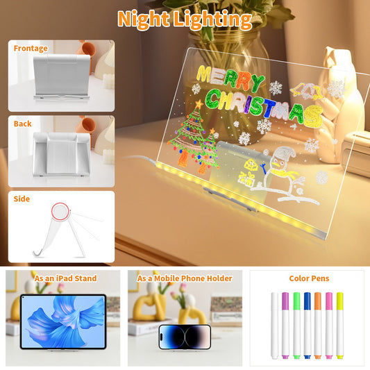 Tableau de dessin lumineux effaçable à LED avec veilleuse USB