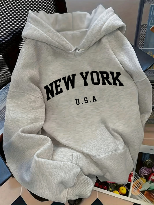 Sweat à capuche femme coupe décontractée NEW YORK U.S.A