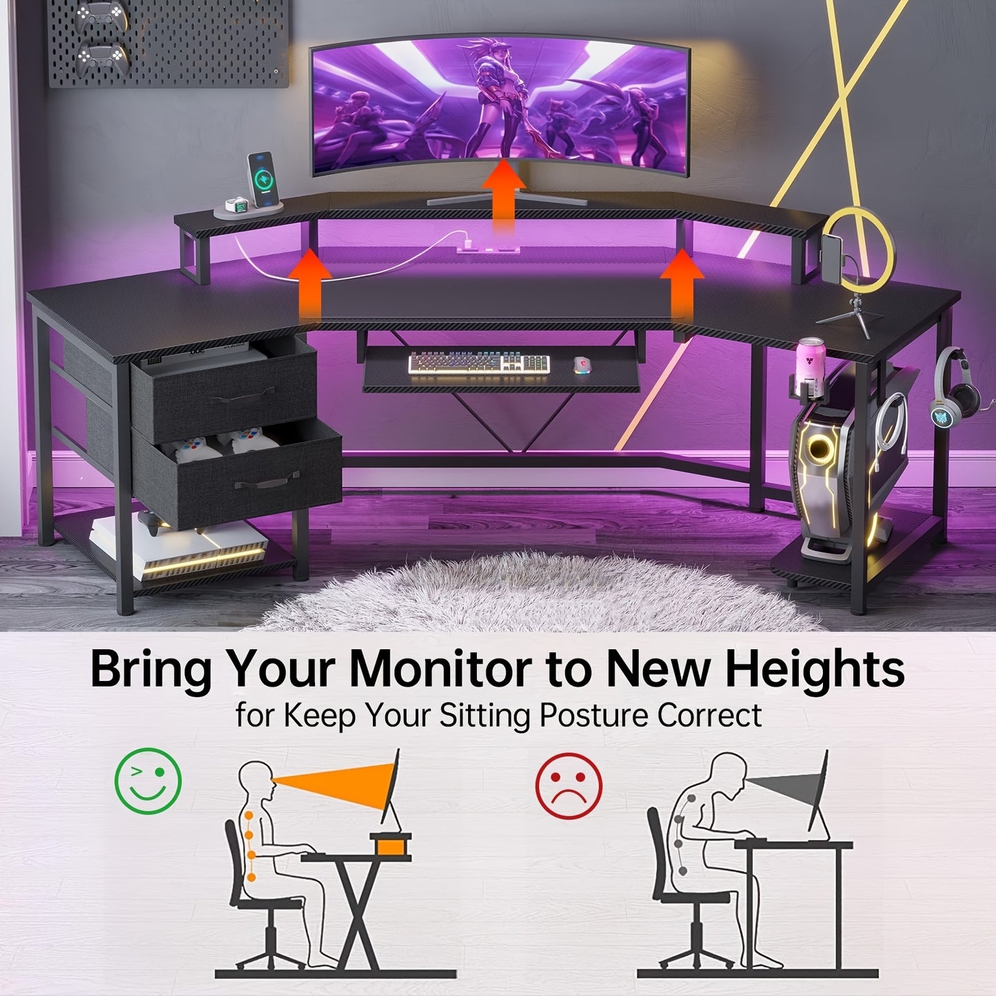 Modern Corner Gaming Desk