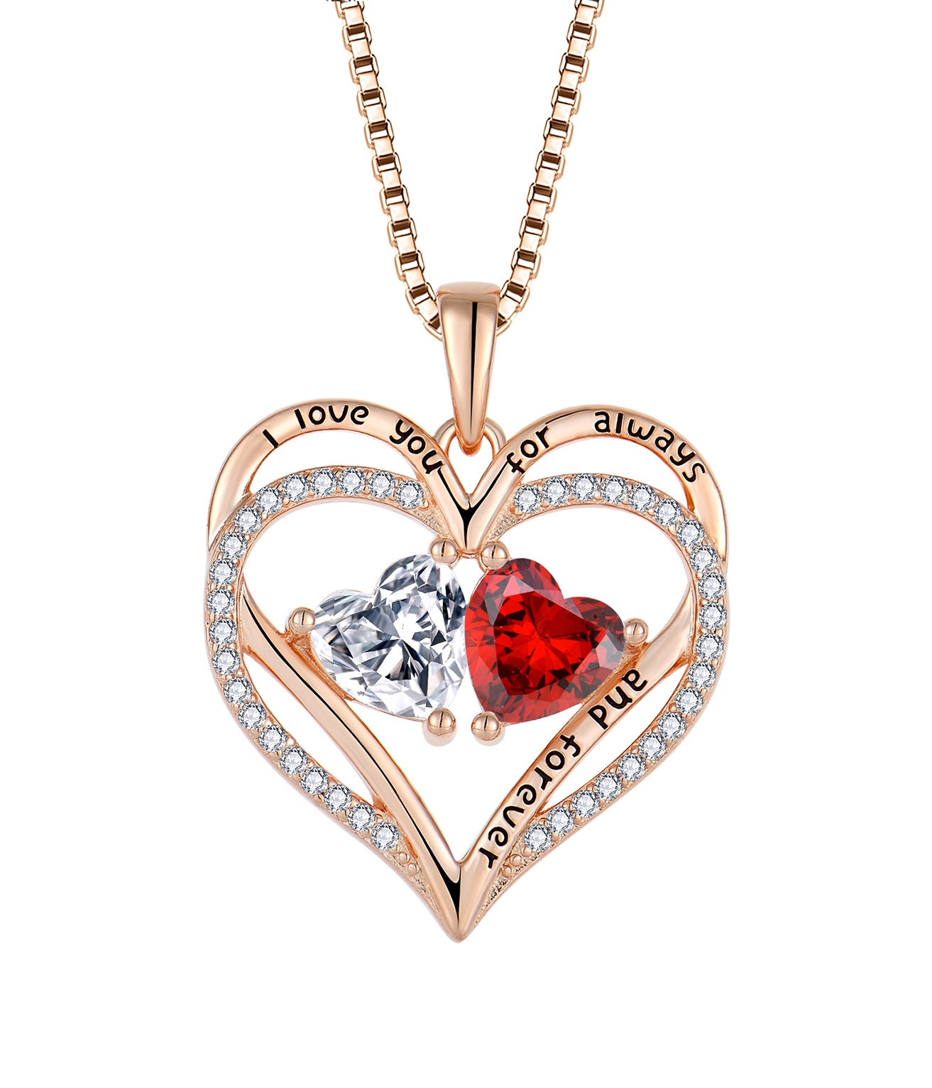 S925 Silver Double Heart-shaped Love Necklace With Rhinestones