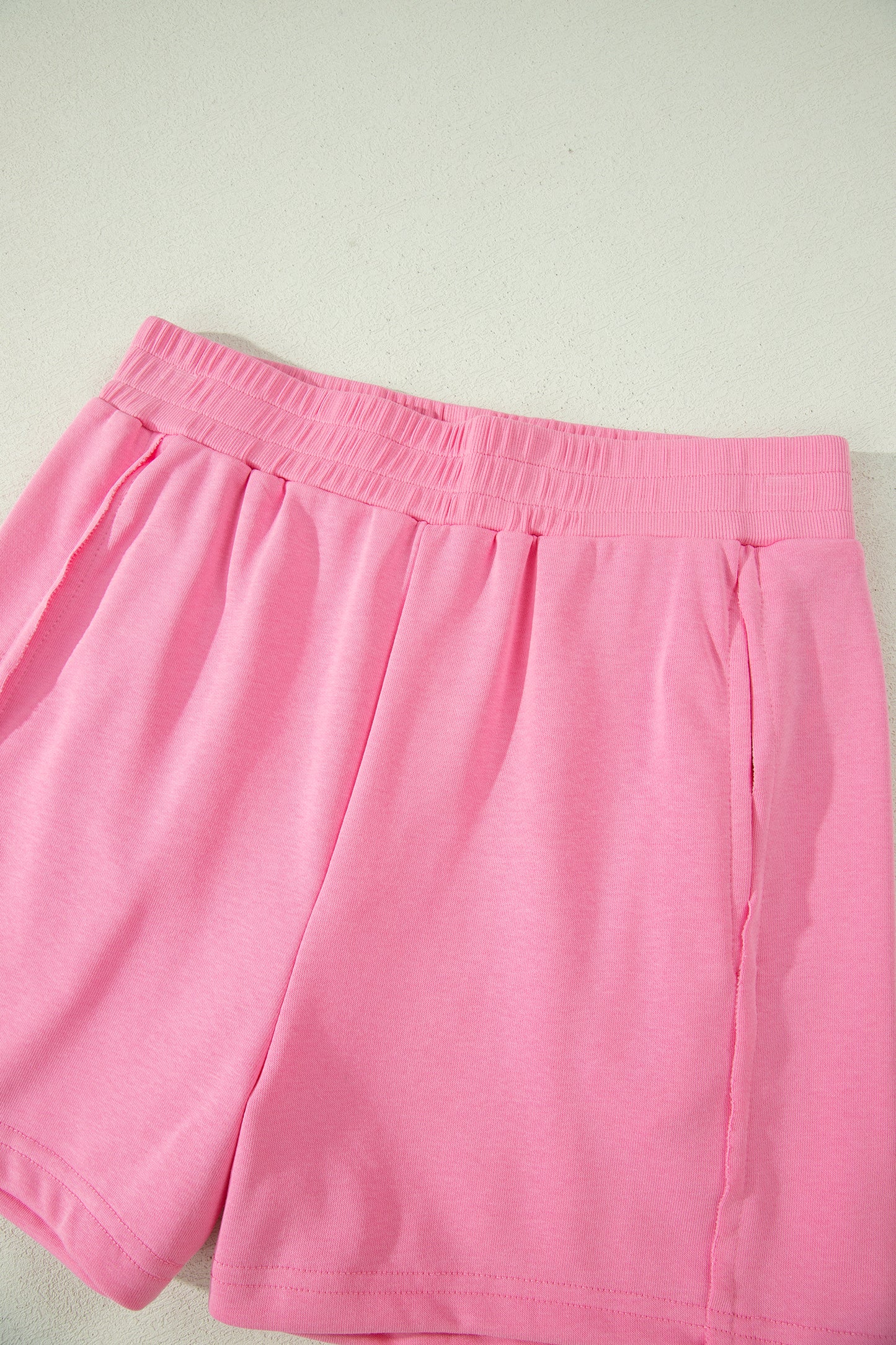 2 stuks Roze Slim Tanktop en Elastische High Waist Short Set
