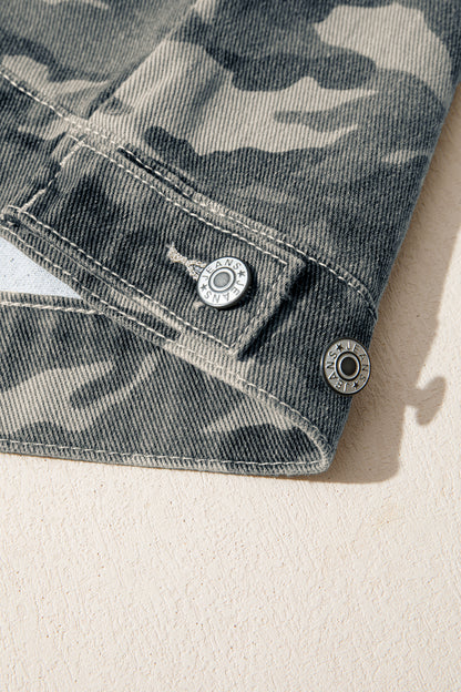 Gilet en jean treillis camouflage vert