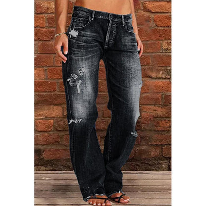 Women's Loose Wide Ripped Leisure Jeans